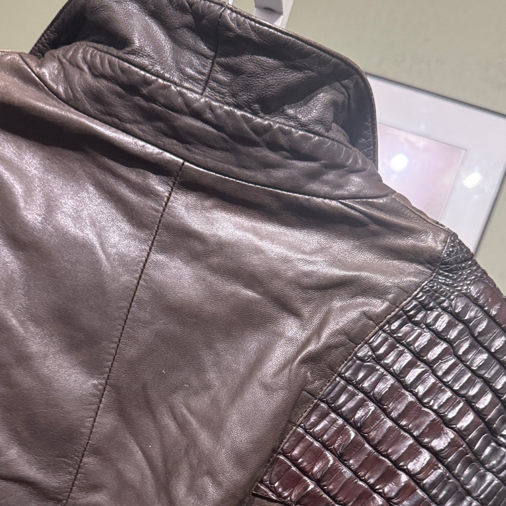 Continental Fashions Leather Crocodile Bomber Jacket 1970s - Picture 7 of 10